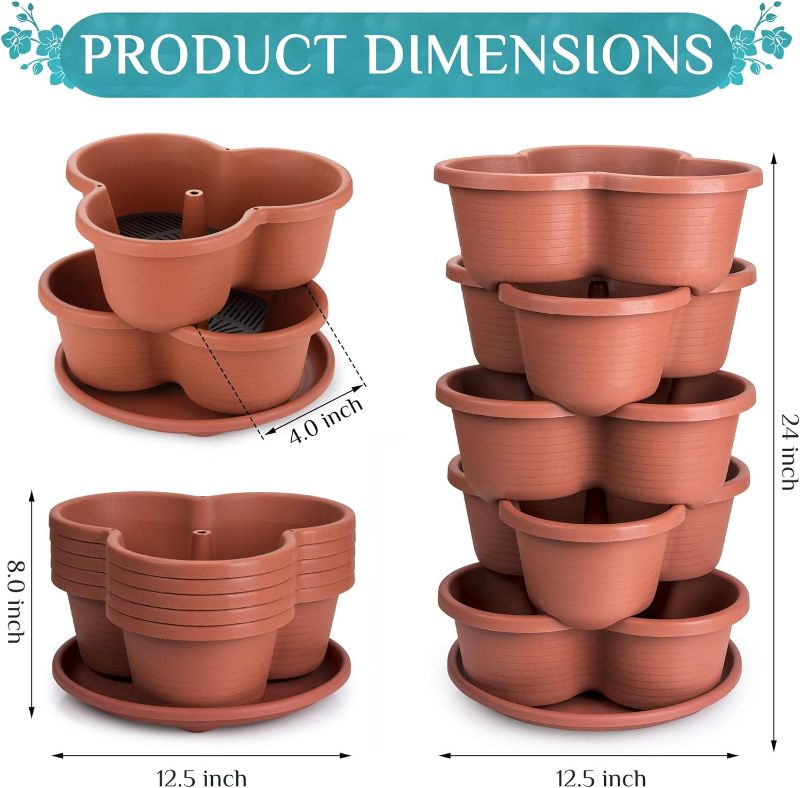 Photo 2 of Amazing Creation Stackable Planter, Terracotta 5-Tier Vertical Garden Planter, Grow Your Own Vertical Oasis of Vegetables and Succulents
