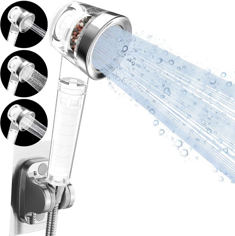 Photo 1 of Luxsego Filtered Shower Head with Handheld, High Pressure 3 Spray Modes ShowerheadBuilt-in KDF55 & Calcium Sulfite Remove Chlorine Improve Skin, Water Softener Shower with Filter Beads for Hard Water
