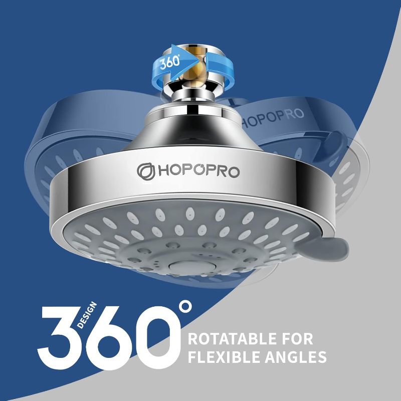 Photo 1 of HOPOPRO 5-Mode High Pressure Shower Head - the Washington Post, NBC News, Today TV Show Recommended - High Flow Fixed Showerheads (4 Inch Chrome)
