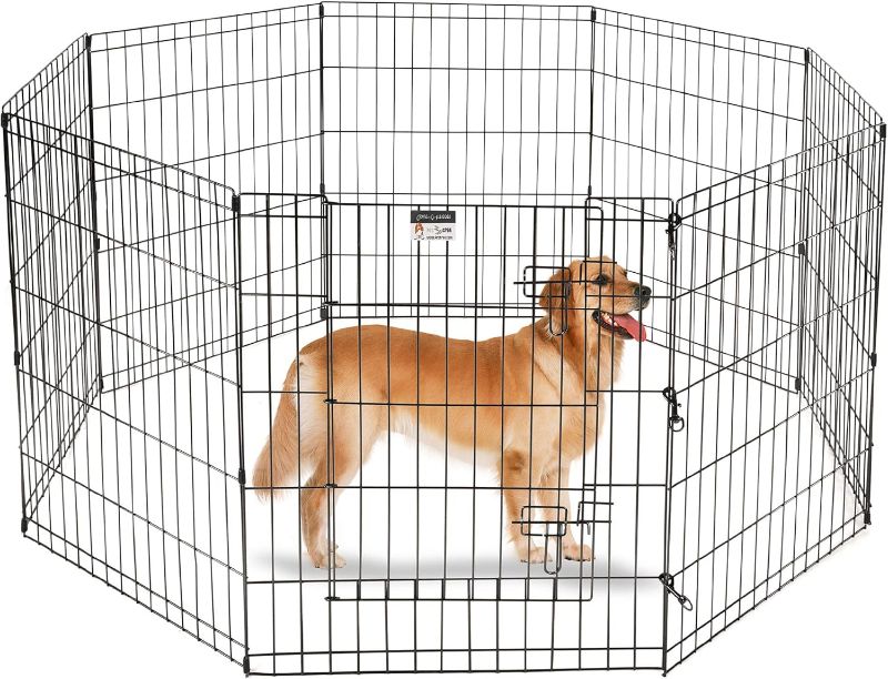 Photo 1 of Dog Playpen - Foldable Metal Exercise Puppy Play Pen with 8 24x30in Panels - Indoor/Outdoor Pen with Door for Dogs, Cats or Small Animals by PETMAKER
