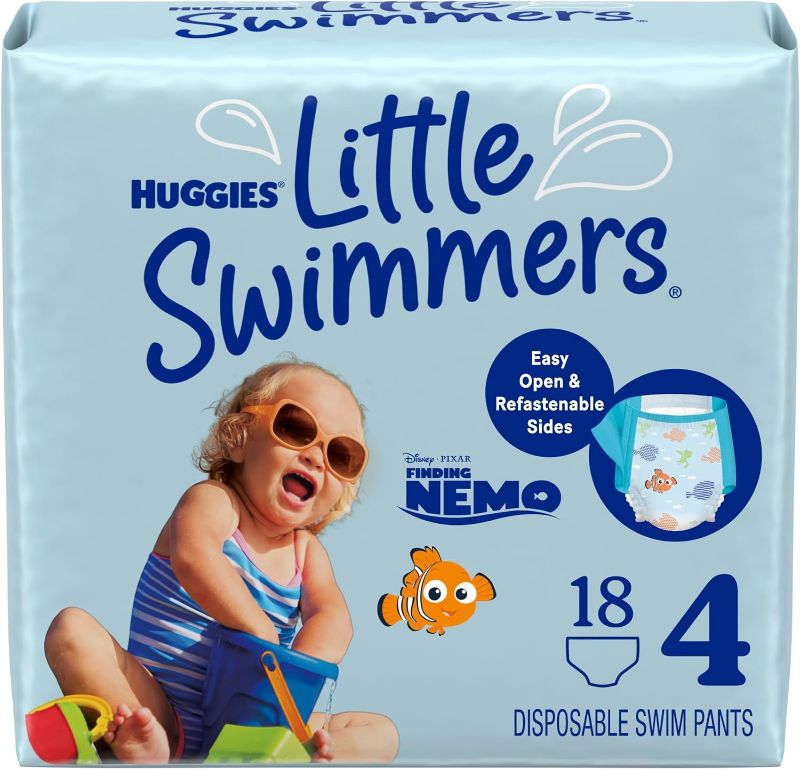 Photo 1 of Huggies Little Swimmers Disposable Swimming Diapers, Size 4 (24-34 lbs), 18 Ct
