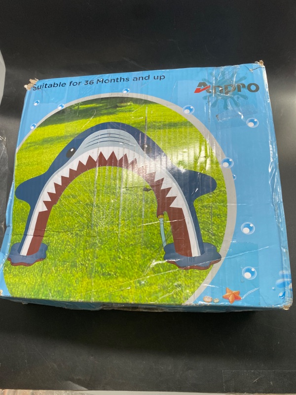 Photo 3 of Anpro Giant Shark Sprinkler Kids Inflatable Water Toy Summer Outdoor Play Sprinkler
