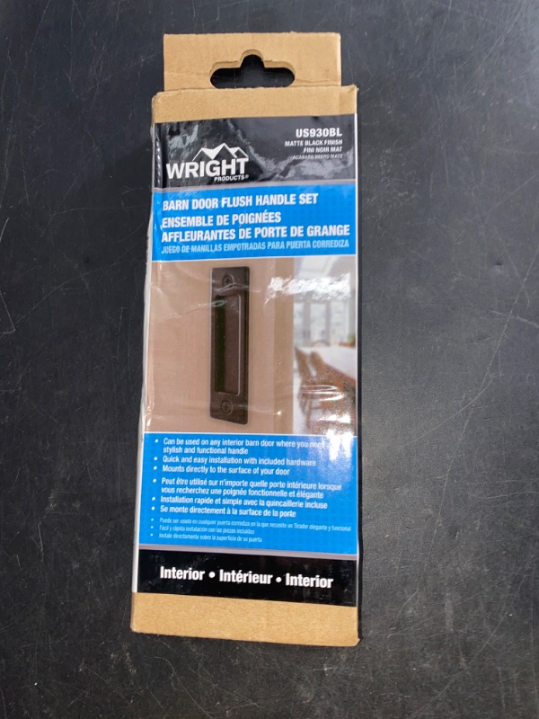 Photo 3 of Wright Products Sliding Flush Barn Door Handle Set, Matte Black, 1 Pack - Mounting Hardware Included
