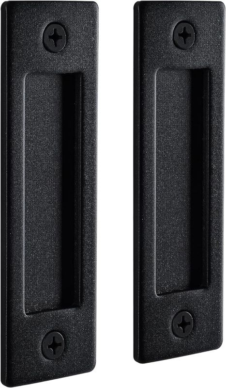 Photo 1 of Wright Products Sliding Flush Barn Door Handle Set, Matte Black, 1 Pack - Mounting Hardware Included
