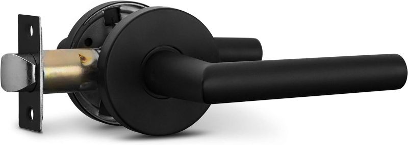 Photo 1 of Berlin Modisch Passage Lever Door Handle Sleek Round Non-Locking Lever Set [for Hallway or Closet Doors] Reversible for Right & Left Sided Doors Heavy Duty - Iron Black Finish
