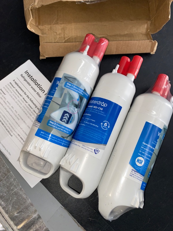 Photo 2 of Waterdrop EDR1RXD1 Replacement for Everydrop® Filter 1, W10295370A, EDR1RXD1B, P8RFWB2L, P4RFWB, Kenmore® 46-9081, 46-9930, WD-F38 Refrigerator Water Filter, 3 Pack
