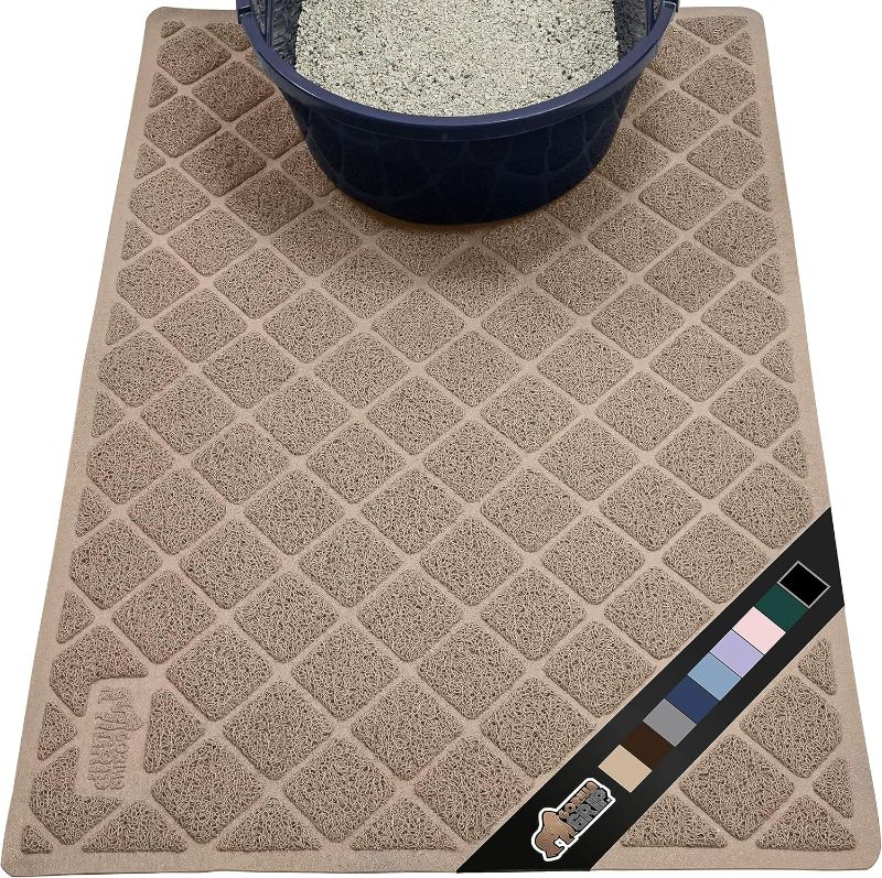 Photo 1 of 16X22 Gorilla Grip The Original Water Resistant Cat Litter Box Trapping Mat, Easy Clean, Textured Backing, Traps Mess for Cleaner Floors, Less Waste, Stays in Place for Cats, Soft on Paws, Beige
