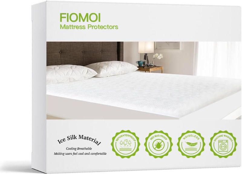 Photo 1 of QUEEN Size Mattress Protector 100% Waterproof and Breathable,3 Layers Cooling Bed Mattress Cover Smooth Soft Noiseless, Mattress Pad Cover with 15 inch Deep Pocket
