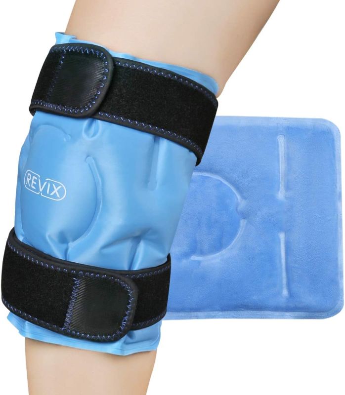 Photo 1 of REVIX Ice Pack for Knee Pain Relief, Reusable Gel Ice Wrap for Leg Injuries, Swelling, Knee Replacement Surgery, Cold Compress Therapy for Arthritis, Meniscus Tear and ACL Blue
