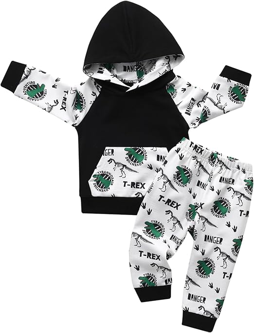 Photo 1 of 9-12 MONTHS Infant Baby Boy Clothes Dinosaur Print Hoodie Tops + Pants Sweatsuit Outfits
