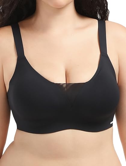 Photo 1 of SMALL Seamless Bras for Women Bralettes Wire Free Bras with Support and Lift-Mesh Elegance Deep-V Sculpt Bra
