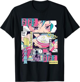 Photo 1 of SMALL 90's Vaporwave Aesthetic Japanese Retro Ramen Anime Girl T-Shirt
