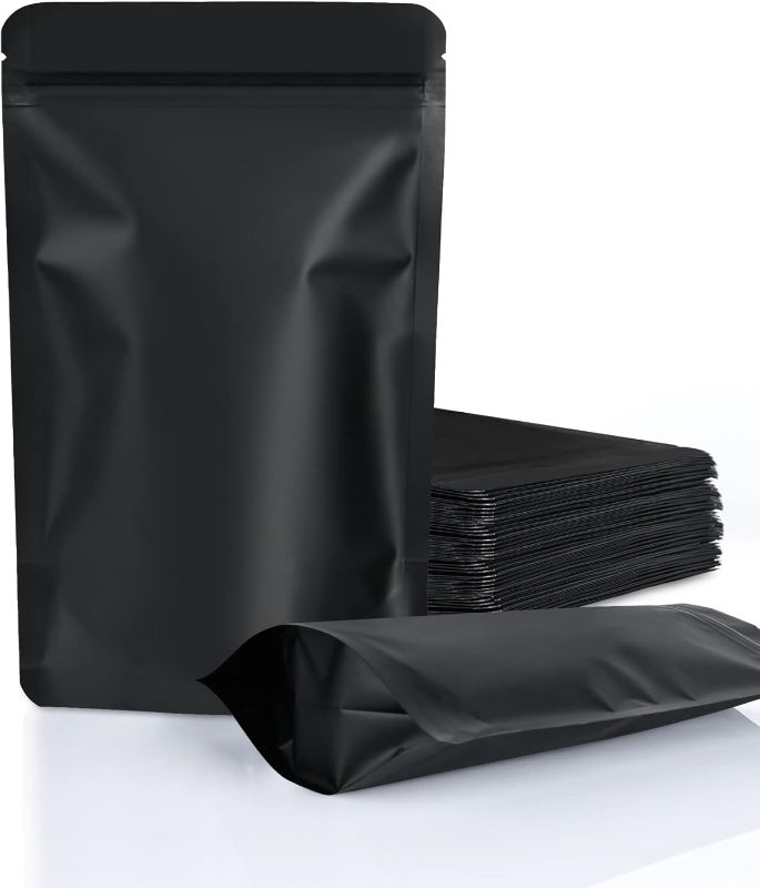 Photo 1 of 100 Pack Resealable Stand Up Bags,Smell Proof Pouch Sealable Foil Pouch Bags for Packaging (Black, 3.5" x 5.1")
