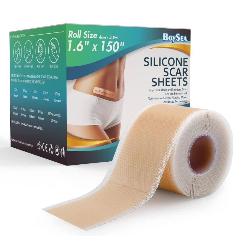 Photo 1 of SEALED BOX**Professional Silicone Scar Sheets (1.6" x 150" Scar Roll-3.8M) - Scars Removal Treatment - Reusable Silicone Scar Tape Strips Type for Keloid, C-Section, Surgery, Burn, Acne et
