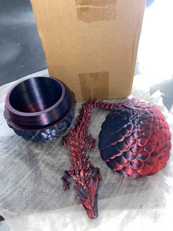 Photo 2 of 3D Printed Dragon Eggs with Dragon Inside, Articulated 3D Dragon Toys with 3D Dragon Eggs, Crystal Dragon Black Red
