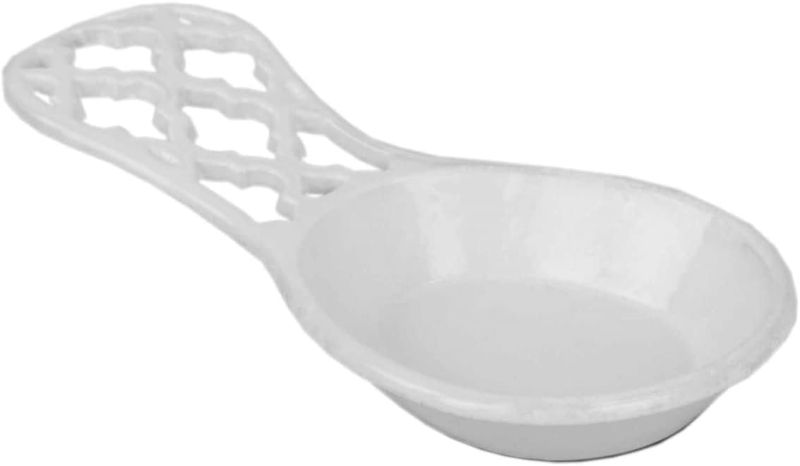 Photo 1 of Home Basics Lattice Collection Cast Iron Spoon Rest (White)
