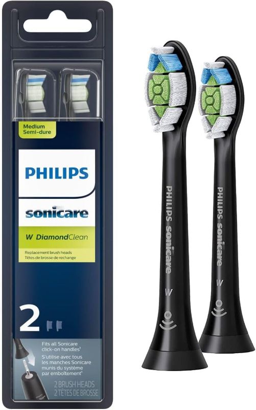 Photo 1 of DAMAGED BOX**NEW** Philips Sonicare Genuine W DiamondClean Toothbrush Heads, 2 Brush Heads, Black, HX6062/95
