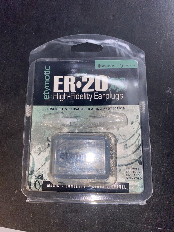 Photo 2 of STANDARD FIT**NEW**Etymotic Research ER20XS Motorsport High-Definition Earplugs (Noise Reduction Designed To Fit Under Helmets) - Standard, Clear Stem w/ Frost Tip Black
