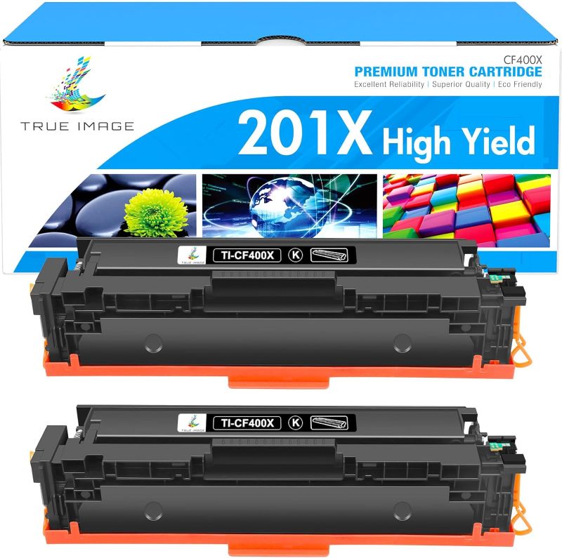 Photo 1 of  201X CF400X TRUE IMAGE Compatible Toner Cartridge Replacement for HP 201A CF400A Color Laserjet Pro MFP M277dw M277c6 M252dw M252n M252 M277 M277n 277dw Ink Printer (Black, 2-Pack)
