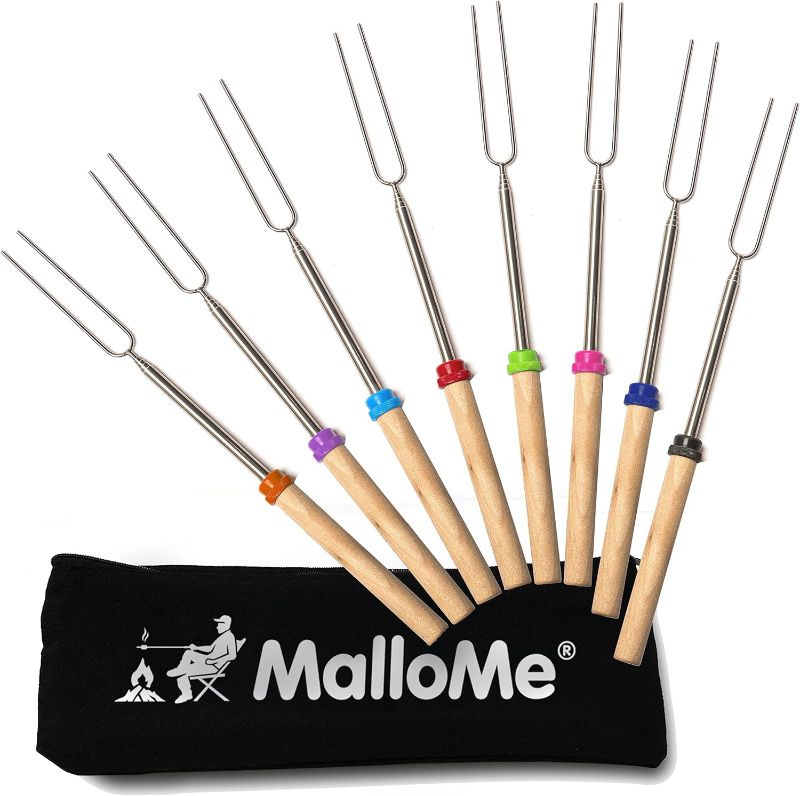 Photo 1 of MalloMe Smores Sticks for Fire Pit Long - Marshmallow Roasting Sticks Smores Kit - Smore Skewers Hot Dog Fork Campfire Cooking Equipment, Camping Essentials S'mores Gear Outdoor Accessories 32" 8 Pack
