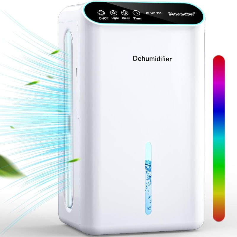 Photo 1 of Dehumidifiers for Home, Up to 800 Sq.ft, 86oz Water Tank, Dehumidifiers for Bedroom with Essential Oil Diffuser, 7 Color LED Light, 24H Timer, Auto Shut-off, Ideal for Bathroom Basement Closet RV
