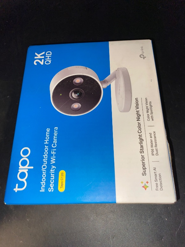 Photo 3 of Tapo TP-Link 2K QHD Security Camera, Indoor/Outdoor, Color Night Vision, Free Person/Pet/Vehicle Detection, Invisible IR Mode, SD Storage, C120
