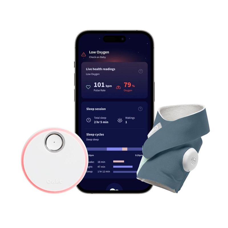 Photo 1 of Owlet Dream Sock® - FDA-Cleared Smart Baby Monitor - Track Live Pulse (Heart) Rate, Oxygen In Infants - Receive Notifications - Bedtime Blue
