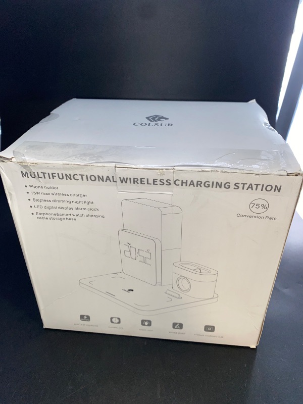 Photo 3 of 2023 Newest UV-Coating COLSUR Wireless Charging Station, 3 in 1 Charging Station, Alarm Clock with Wireless Charger, iPhone 12/13/14/15/16 Pro/13 Mini/13 Pro Max/12 pro, AirPods
