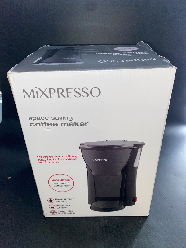 Photo 3 of Mixpresso Mini Compact Drip coffee Maker With Brewing Basket, Black Small Coffee Pot, One Cup Brew, Gift For Men And Women (10.5oz)
