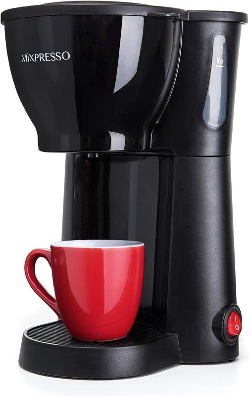 Photo 1 of Mixpresso Mini Compact Drip coffee Maker With Brewing Basket, Black Small Coffee Pot, One Cup Brew, Gift For Men And Women (10.5oz)
