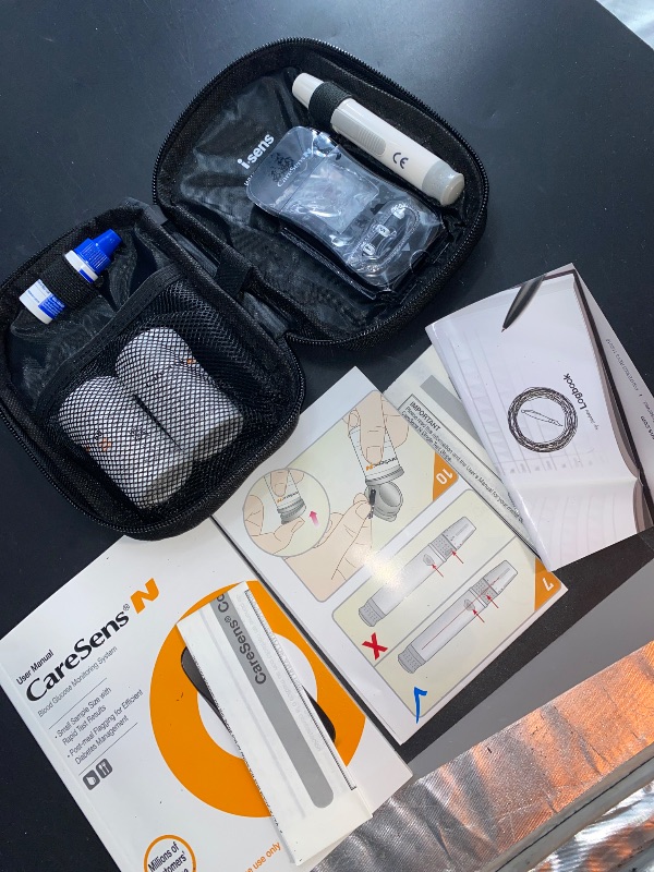 Photo 2 of CareSens N Blood Glucose Monitor Kit with 100 Blood Sugar Test Strips, 100 Lancets, 1 Blood Glucose Meter, 1 Lancing Device, 1 Control Solution, Travel Case for Diabetes Testing
