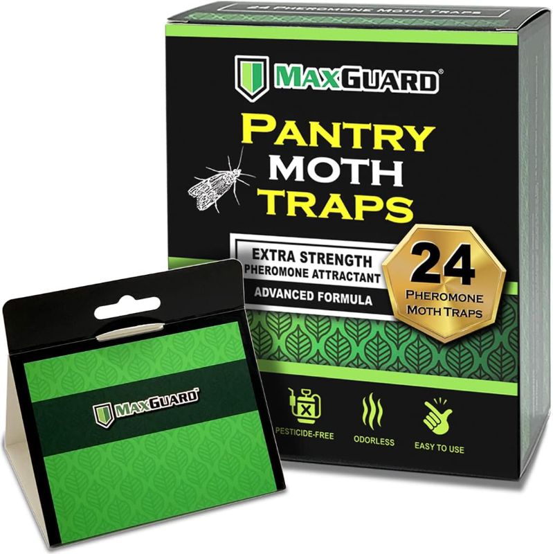 Photo 1 of 22/24 MaxGuard Pantry Moth Traps (24 Pack) with Extra Strength Pheromones | Non-Toxic Sticky Glue Trap for Food and Cupboard Moths in Your Kitchen | Trap and Kill Seed Grain Flour Meal Moths Pests |
