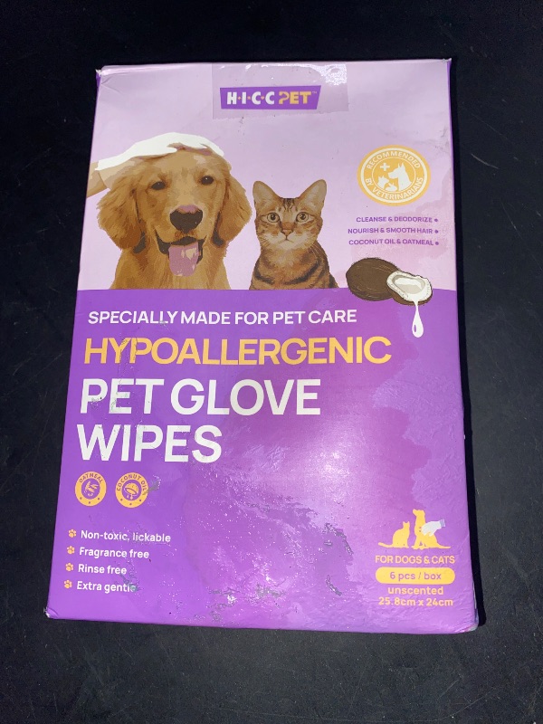 Photo 3 of HICC PET Cleaning & Deodorizing Bathing Wipes for Dogs and Cats, Nourish Fur Coconut Oil Grooming Wipes for Dogs, Pet Cleaning Gloves Wipes for Daily Care and Traveling, Hypoallergenic
