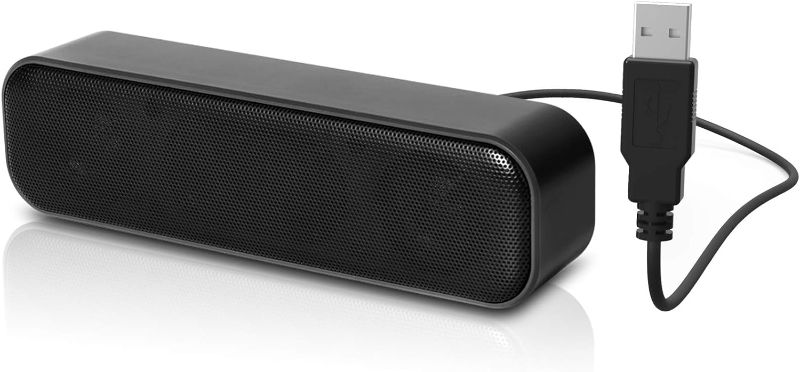 Photo 1 of [Upgraded] USB Computer /Laptop Speaker with Stereo Sound & Enhanced Bass, Portable Mini Sound Bar for Windows PCs, Desktop Computer and Laptops
