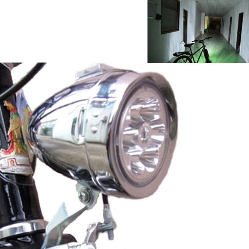Photo 1 of Bright 6 LED Metal Shell Front Light for Bicycle Headlight Retro Bike Head Lamp Classical Vintage Night Riding Safety Cycling Fog Light Headlamp with Bracket
