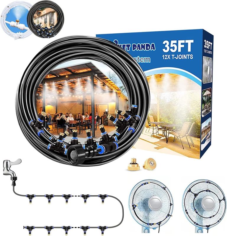 Photo 1 of 35FT Misters for Outside Patio,Outdoor Water Misting Cooling System,35FT|10M.Backyard Mist Kit for Garden,Greenhouse,Fan,Deck,Umbrella,Canopy,Pool,Porch.Trampoline Sprinkler Park,BBQ Party Accessories
