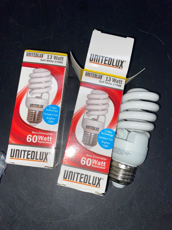 Photo 2 of 13 Watt CFL Light Bulb (60 Watt) Soft White 2700K 1040LM Spiral Bulb Medium Base Compact Fluorescent Bulb (2 Pack)
