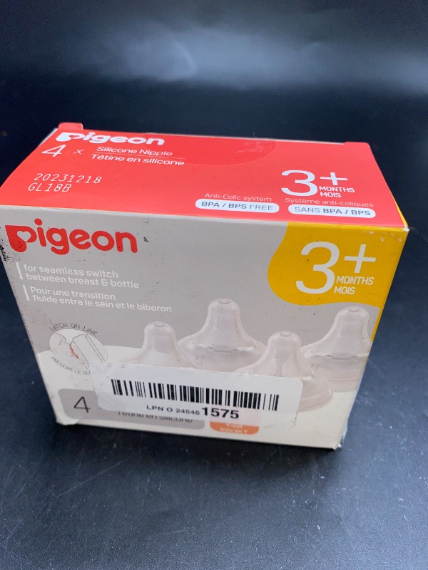 Photo 2 of SEALED BOX**Pigeon Silicone Nipple (M) with Latch-On Line, Natural Feel, 3+ Months, 4 Counts
