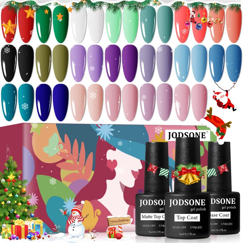 Photo 1 of JODSONE 23 PCS Gel Nail Polish Set with Base Glossy and Matte Top Coat Multicolored Gel Nail Long Lasting Suitable for All Seasons
