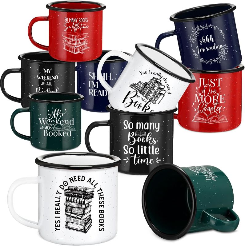 Photo 1 of DESIGN MY VARY**NEW** Zhehao 10 Pcs Book Lovers Gifts 12 oz Enamel Mug with Handle Christmas Gift for Teacher Study Mugs Library Coffee Mugs for Women Office Team Coworker Book Club Librarians Reader
