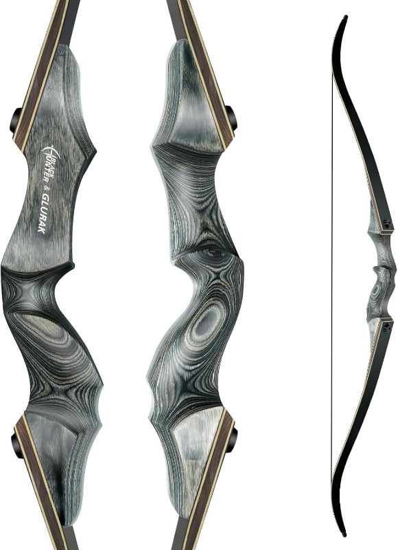 Photo 1 of Black Hunter Takedown Recurve Bow, 60" with Ergonomic Design for Adults Beginners to Advanced Outdoor Practice & Hunting (25-60 lbs)
