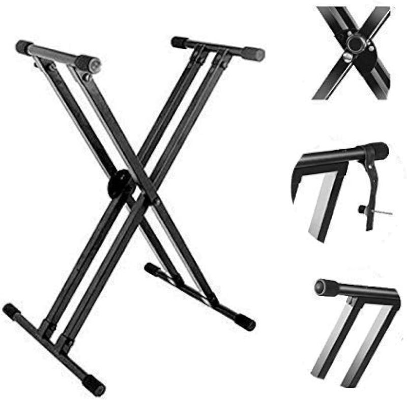 Photo 1 of Kadence Keyboard Stand - Heavy-Duty Piano Stand (NK13-3kg Dual Braced) - Piano Keyboard Stand with Locking Straps - Keyboard Double X Stand - Keyboard Music Stand for Kids & Adults (Black)
