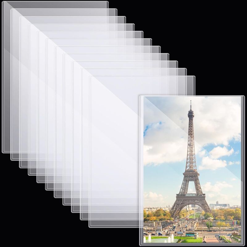 Photo 1 of Henoyso 12 Pcs Poster Protector Sleeve 16 x 20 Inch Clear Rigid Print Plastic Protectors Sheet Heavy Duty Crystal Frame Holder for Magazine Photo Paper Poster Prints
