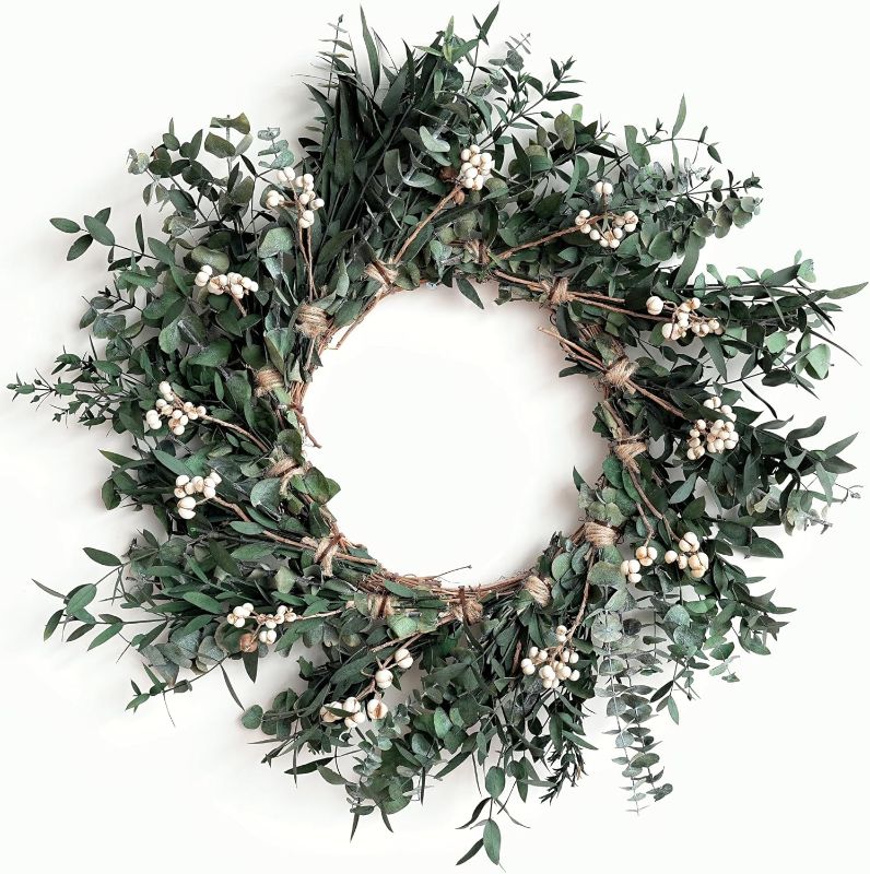 Photo 1 of 18'' Nature Eucalyptus Wreath - for Front Door, Porch, Window - Home & Farmhouse Decor - Suitable for Spring, Summer, Fall, All Seasons
