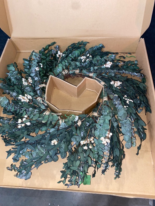 Photo 1 of 18'' Nature Eucalyptus Wreath - for Front Door, Porch, Window - Home & Farmhouse Decor - Suitable for Spring, Summer, Fall, All Seasons
