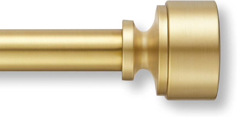 Photo 1 of MODE Premium Collection Single Curtain Rod Set with Mod Doorknob Finials - 72 to 144 in, Gold
