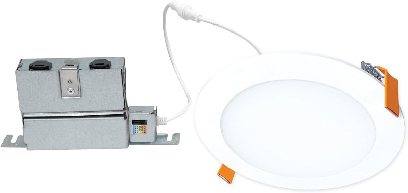 Photo 1 of HALO HLBPH 6 inch Canless Recessed Downlight w/Remote Driver/Junction Box Integrated LED Kit Selectable 2700K, 3000K, 3500K, 4000K, 5000K CCT New Construction 6 inch White
