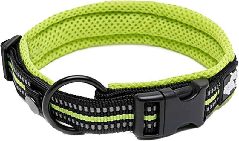 Photo 1 of Truelove Dog Collar Reflective Premium Duraflex Buckle,High Grade Nylon Webbing No Choke Basic Collars TLC5011(Neon Yellow,L)