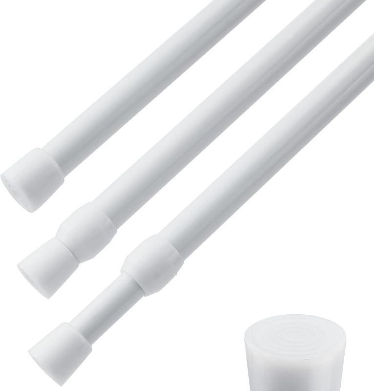 Photo 1 of 3 PCS Spring Tension Curtain Rod Adjustable Length 41-74 Inches, No Drilling, Tension Rod Suitable for Windows, Bathroom, Cabinets, Wardrobes ?White) (white)
