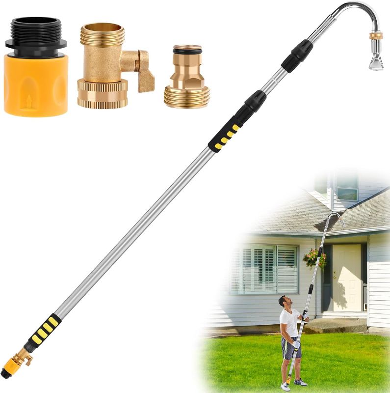 Photo 1 of Gutter Cleaning Tools from The Ground, 12 Ft Telescopic Gutter Cleaner Tools, Long Reach Gutter Cleaning Wand Rain Gutter Cleaning Pole with Garden Hose Attachment
